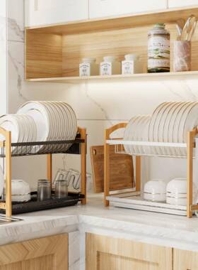 架新款家房用碗碟架收纳厨专用沥水OWO双层架沥水碗架厂家现货