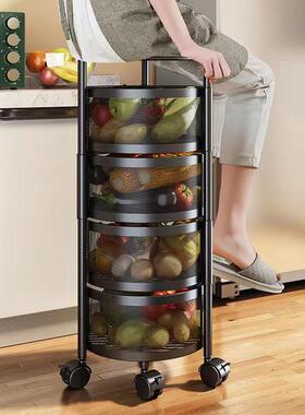 厨可房落地多层果蔬篮转3BC-19960度圆形旋物收纳菜篮子方形置架