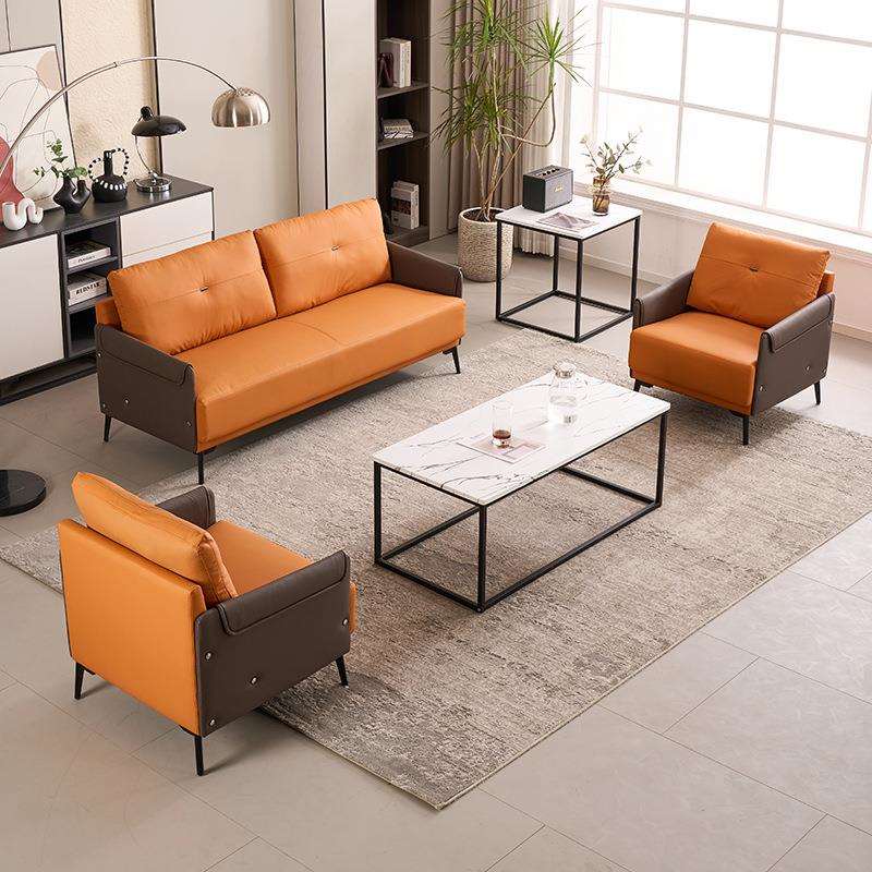 现代简约办公位沙发茶几合会商客洽727谈接待室广组东务三人轻奢