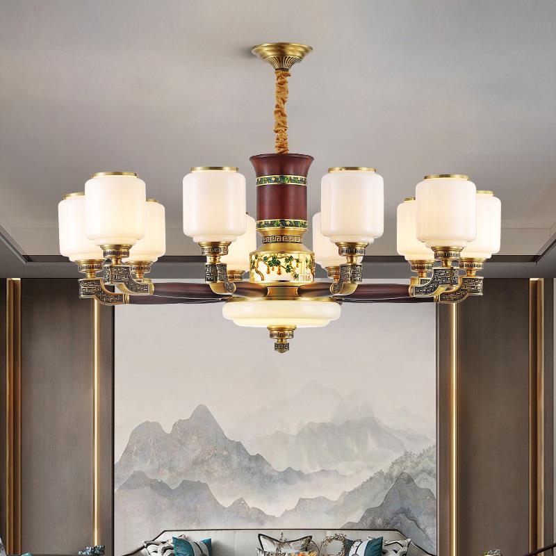 342灯中式全铜吊客厅灯新实复木古典禅意餐厅灯大气别墅式楼大灯6