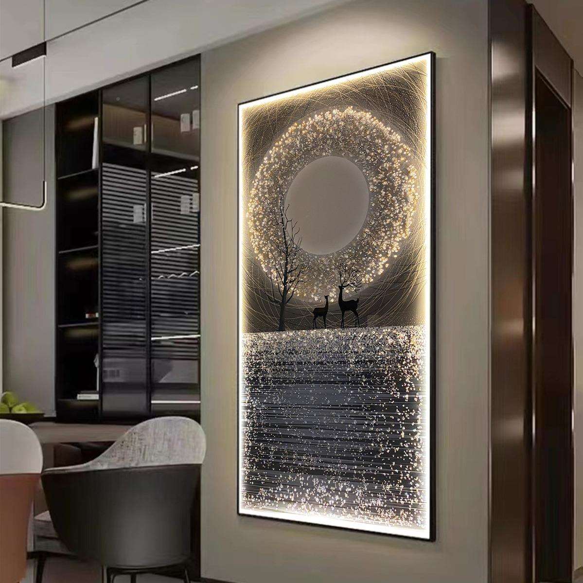 ED灯星空灯JS-033麋鹿玄关装饰画现轻代简约奢客厅走廊L过道画高