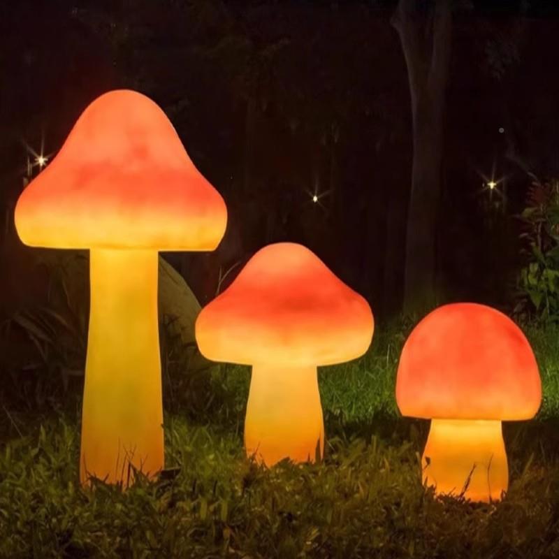 仿真发光蘑户庭院灯菇防水玻璃钢园51685室林花园装饰景观灯外外