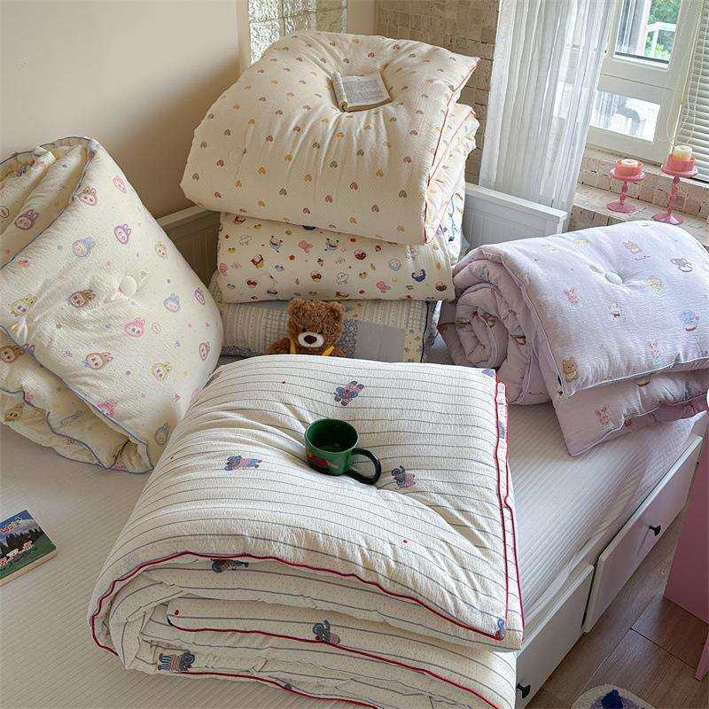 2025被A类水纱洗木棉皱皱大豆被被子被AL2622芯冬柔软舒洗适可水