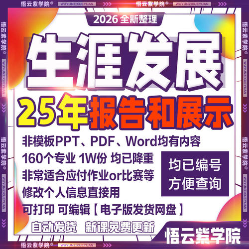 2025新款大学生生涯发展报告PDF和展示PPT成长赛道含内容作业参赛