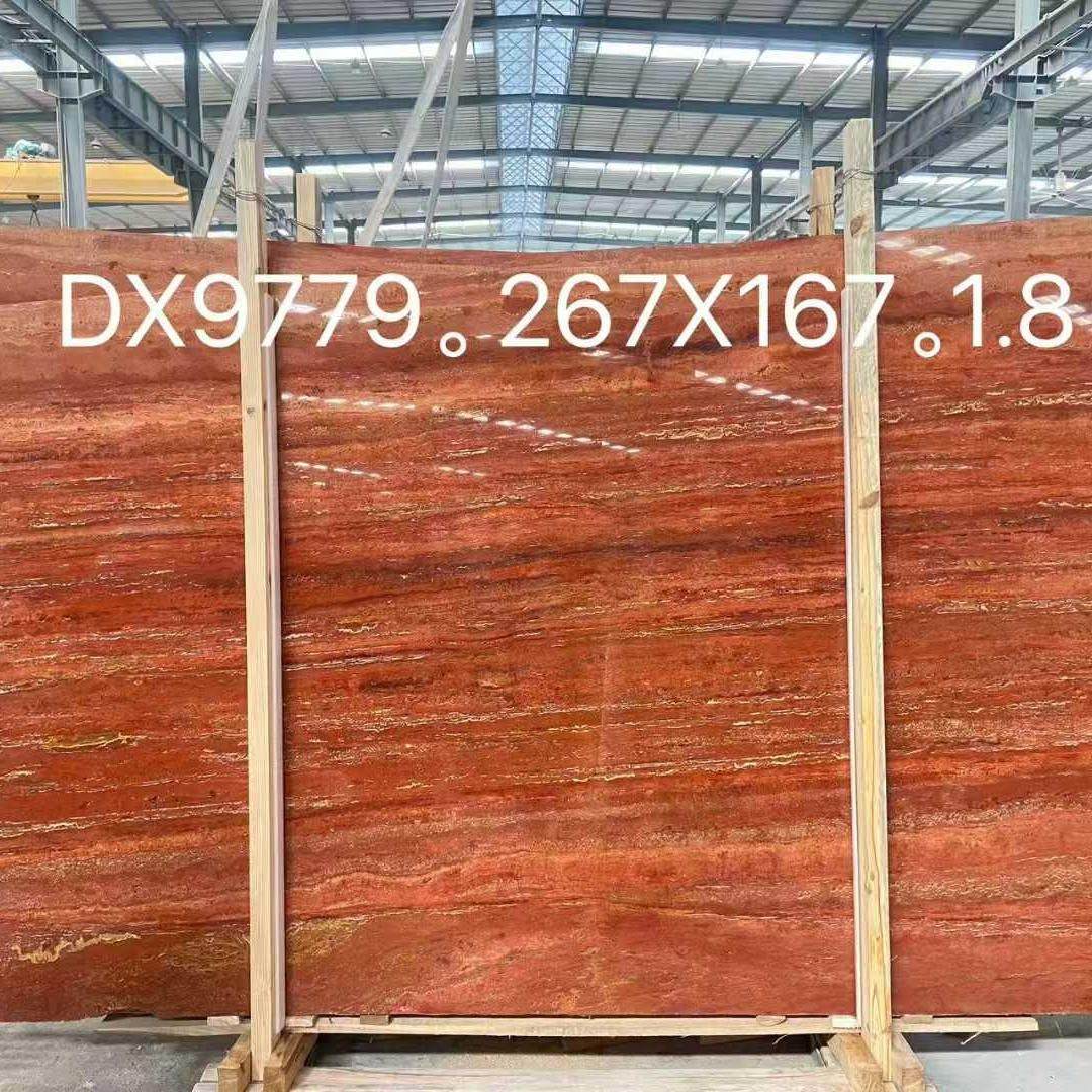 天然大理石红洞石 法式餐桌岛台背景墙壁炉石材木纹大理石