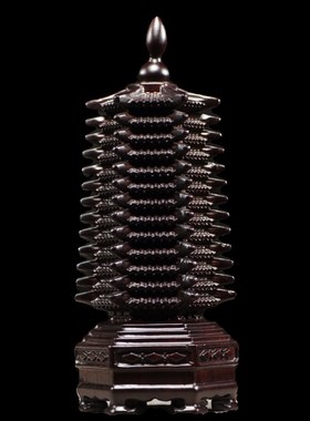 黑檀木雕刻十三层文昌塔摆件实木13层宝塔客厅装饰品送礼家用木制