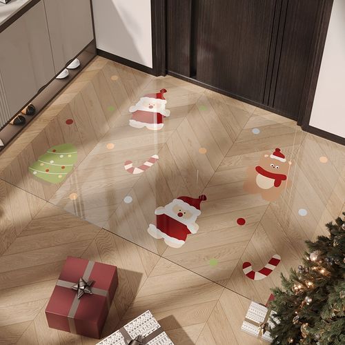 圣诞风软玻璃PVC入户门地垫耐脏免洗防滑脚垫玄关室内大门口地毯