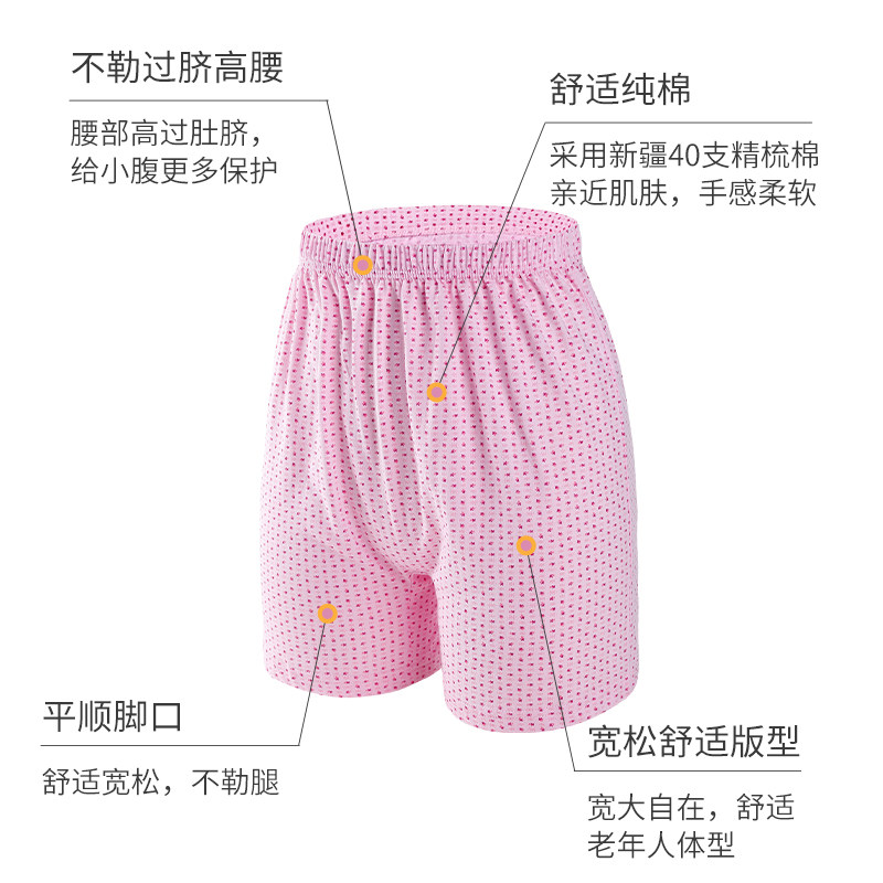 华友源中老年内裤女士平角裤妈妈纯棉奶奶四角裤高腰加大码安全裤
