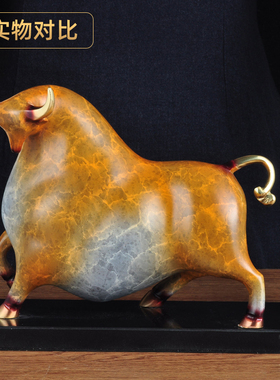 彩铜牛摆件招财牛气冲天家居客厅装饰品办公室牛摆设商务开业礼品