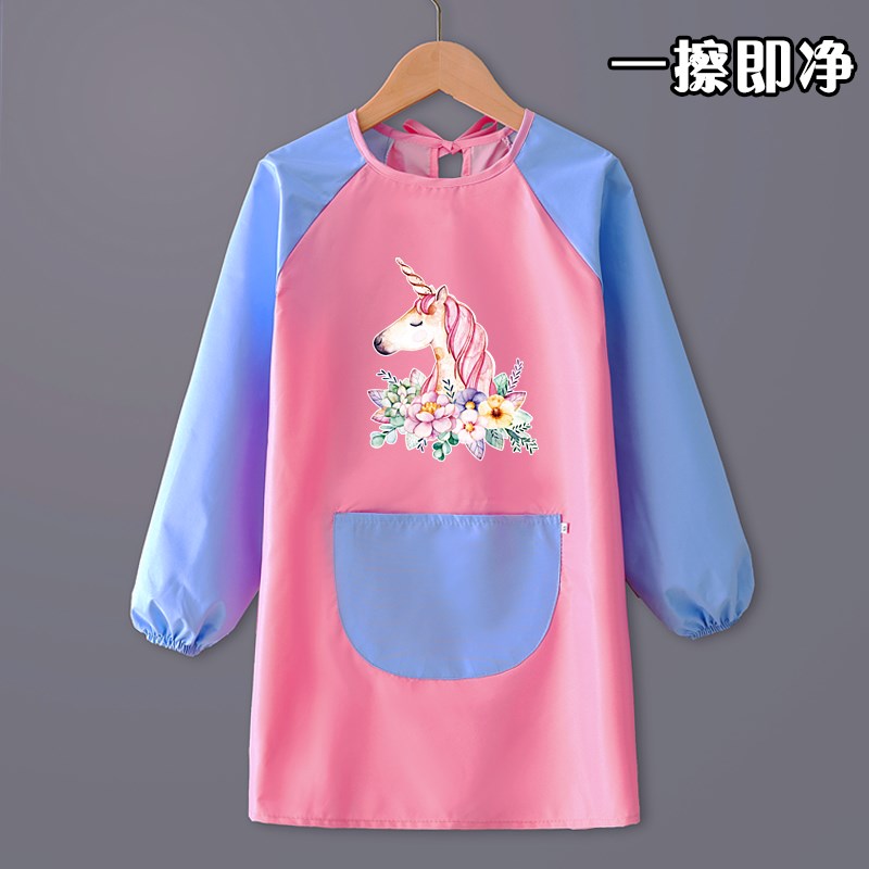 儿童防水画画衣画室定制罩衣幼儿园印字防水美术反穿衣男女童围裙