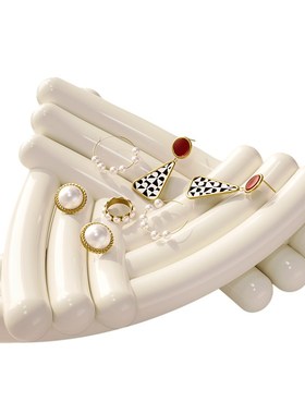 奶油风摆件饰品首饰项链戒指香薰放置托盘卧室拍照装饰道具展示盘