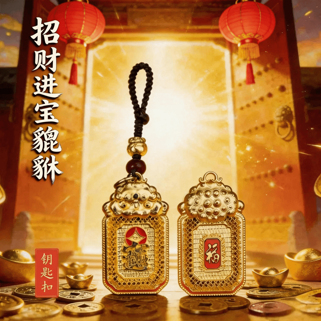 普陀山祝福招财进宝抱钱貔貅汽车钥匙扣男女通用汽车用品