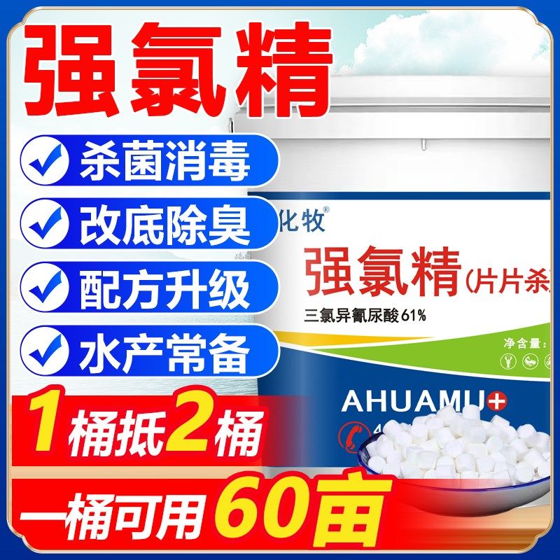 氯片强氯精游泳池鱼池塘杀菌消毒片灭藻除臭三氯异氰尿酸水产养殖
