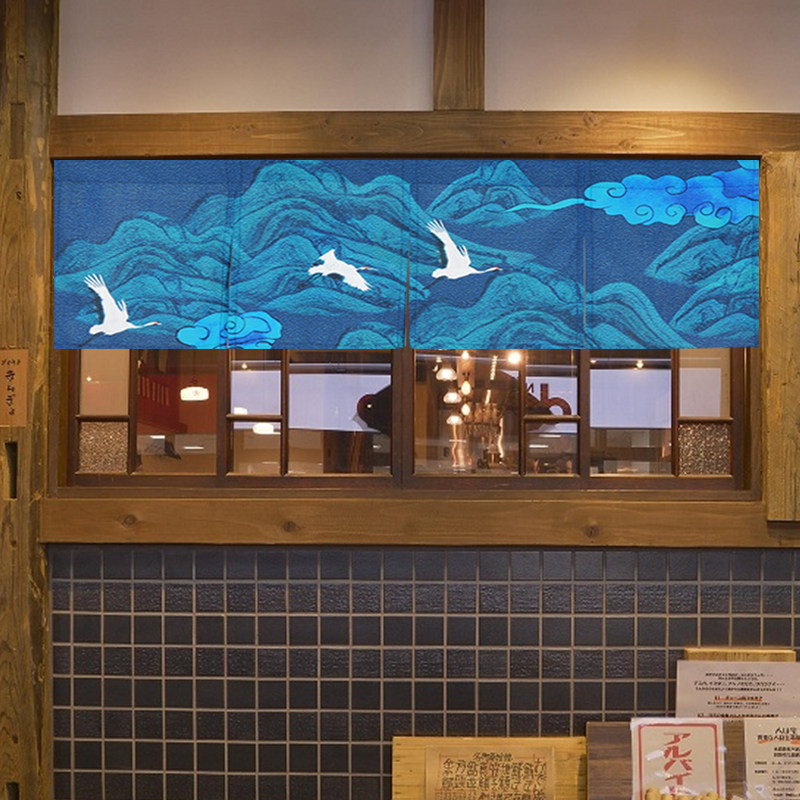 国潮横帘餐厅装饰日式短门帘遮挡布帘饭店厨房门楣布帘定制壹源色