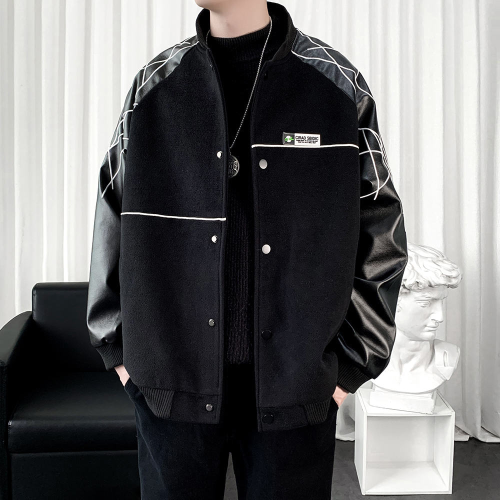 秋冬款高级夹克男外套宽松棒球服