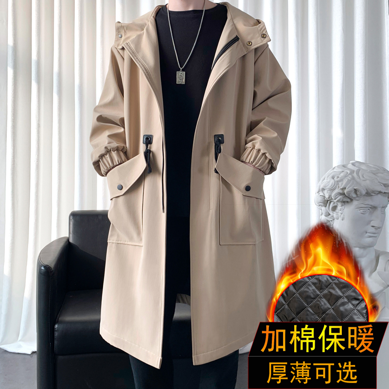 浩特莱斯中长款大口袋风衣男披风
