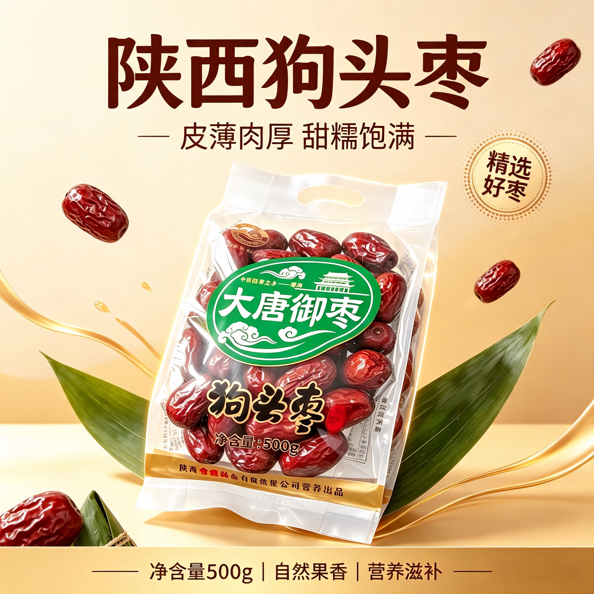陕北狗头枣正宗西安陕北大枣新鲜枣子特产500g袋装包粽子红枣