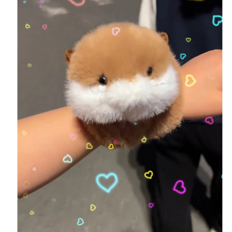 可爱会摇尾巴小水獭啪啪圈毛绒公仔玩偶送女友创意礼物