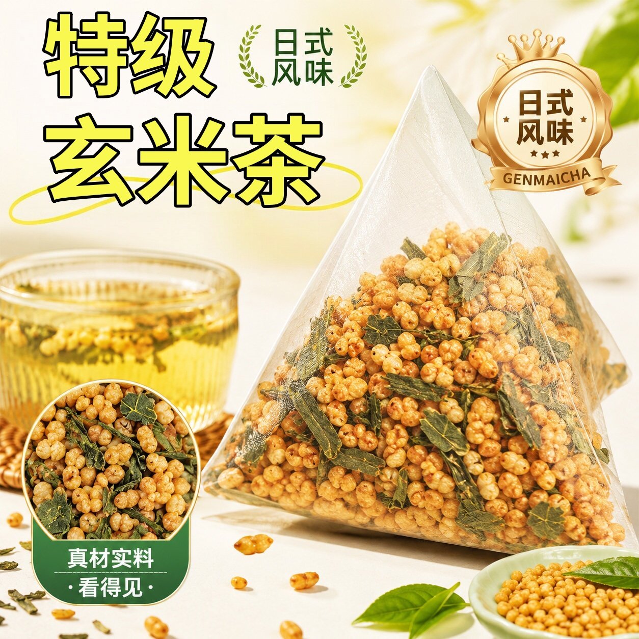 玄米茶包独立包装三角袋健康养生炒糙米绿茶日式寿司店专用旗舰店
