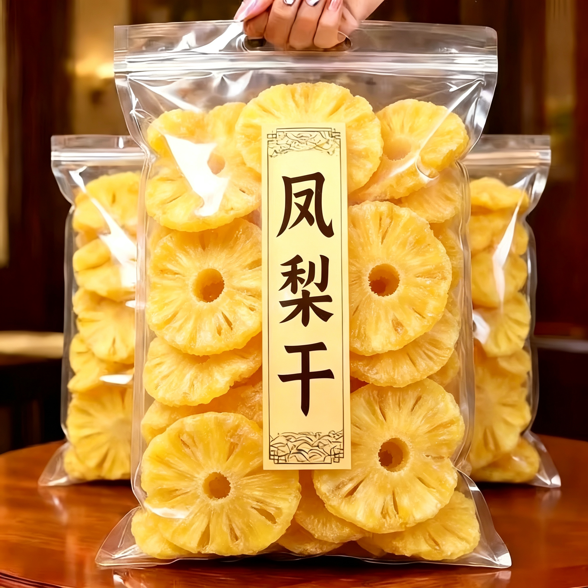 海南金钻凤梨干特产菠萝干凤梨果干蜜饯果脯水果片泡水官方旗舰店图片