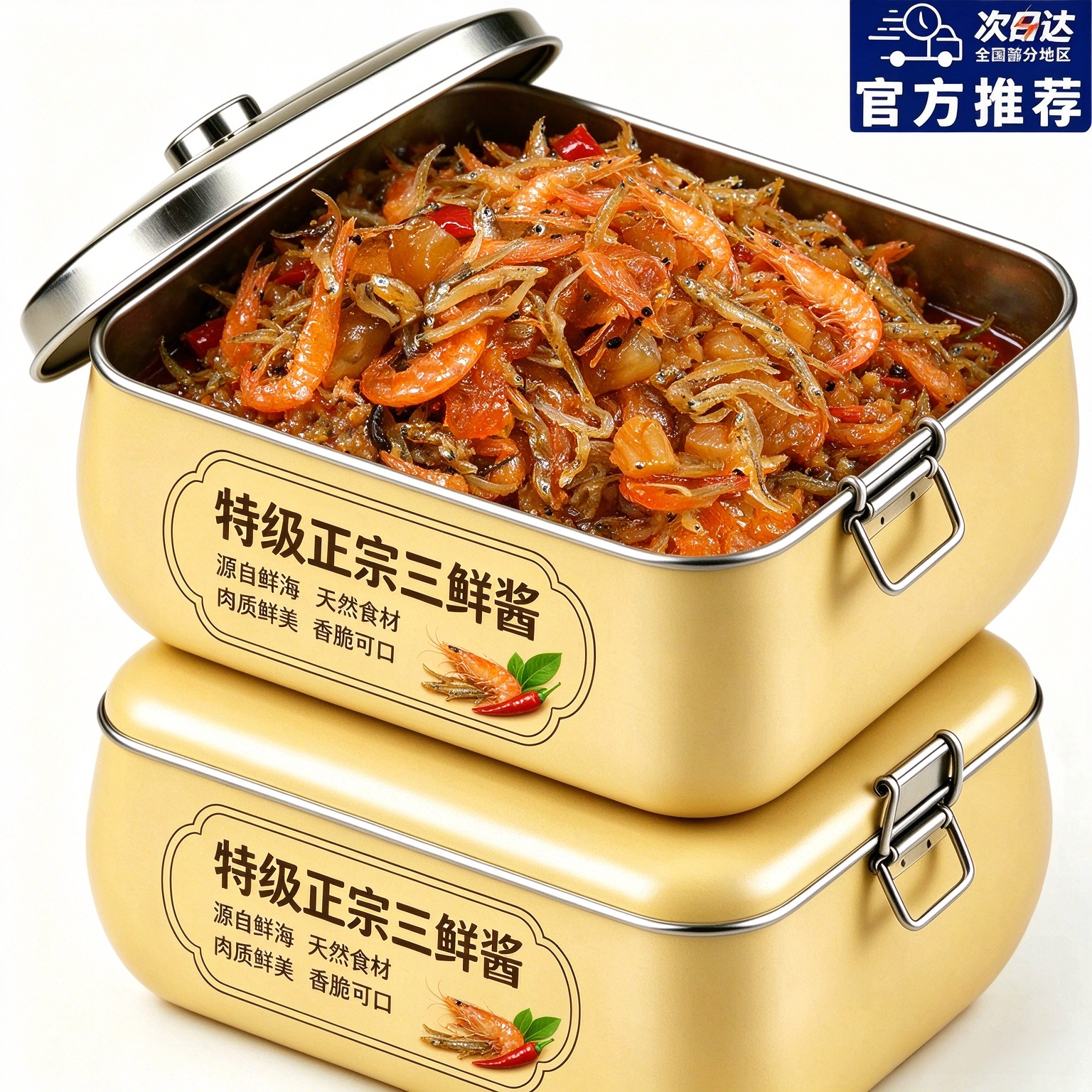 三鲜下饭酱小鱼瑶柱干贝虾仁家用风味酱学生拌饭酱海鲜XO酱三鲜酱