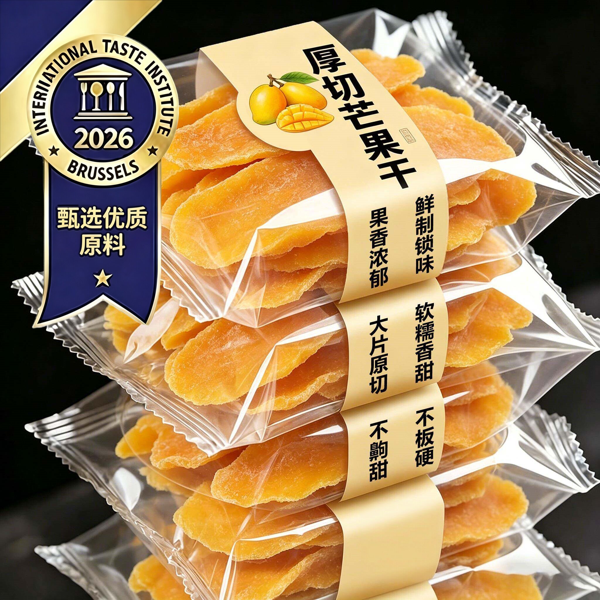 新鲜厚切大片烤芒果干无蔗糖原味无添加剂休闲零食芒果片蜜饯果脯
