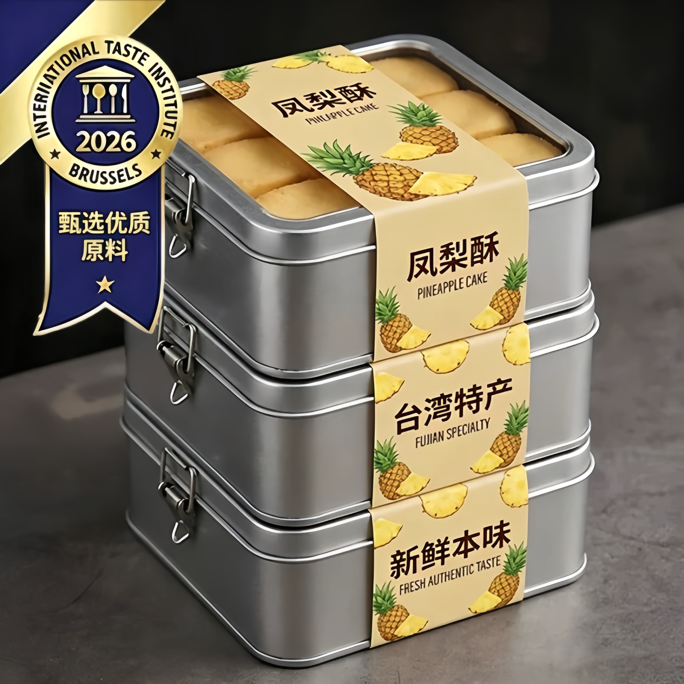 台湾正宗凤梨酥厦门特产专用无糖精手工传统糕点糖尿人健康零食品