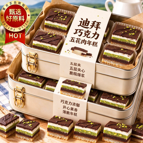 迪拜巧克力五花肉年糕官方旗舰店软糯甜点可可脂生巧手工厚切制品