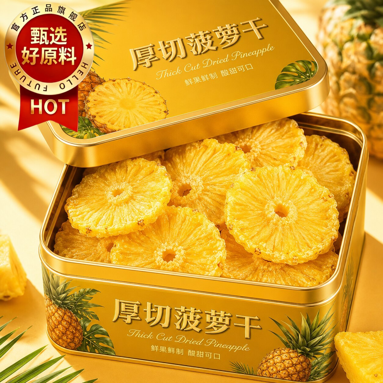 特级凤梨干无添加菠萝干片烘干菠萝片水果干孕妇零食蜜饯泡水即食