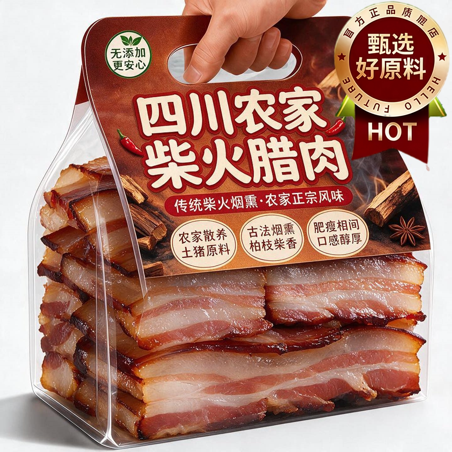 正宗四川腊肉土猪五花老腊肉农家自制咸肉湖南湘西特产后腿烟熏肉