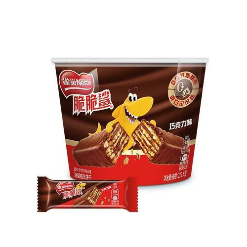 【清仓特价】26.1产雀巢脆脆鲨212.5g巧克力威化饼干桶装充饥零食