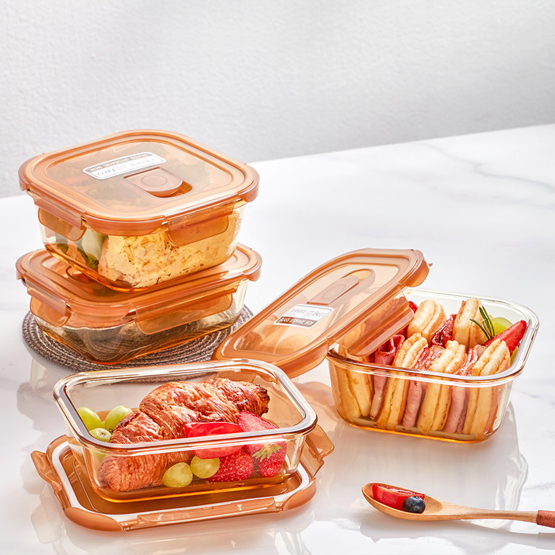 【吉杰直播】康宁玻璃保鲜盒食品级可微波炉加热玻璃碗便当饭盒