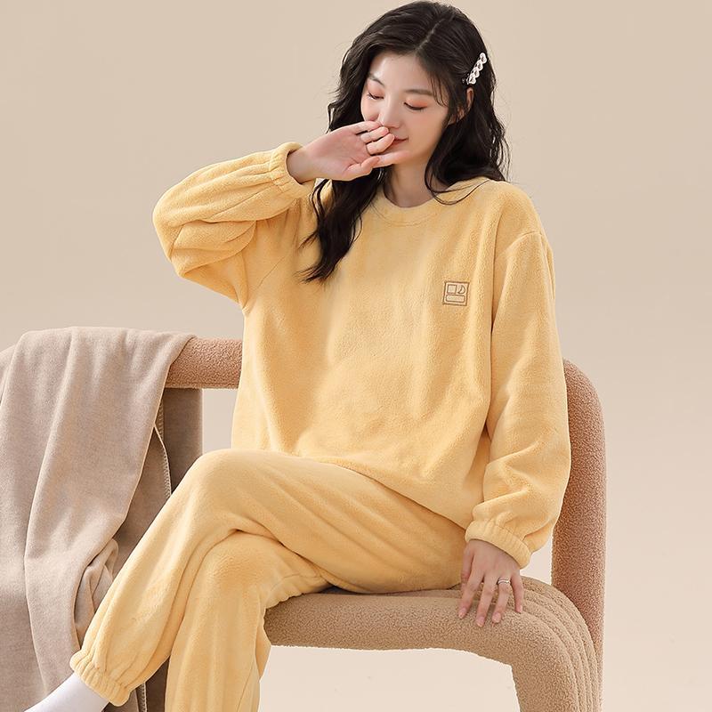 新款珊瑚绒加绒加厚女士套装