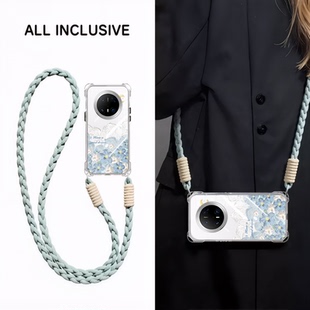 四角带孔防摔手机壳适用华为荣耀X50挂绳x70可斜挎x60可背X50i女X40gt新款 保护套10镜头全包honorx30软套 pro