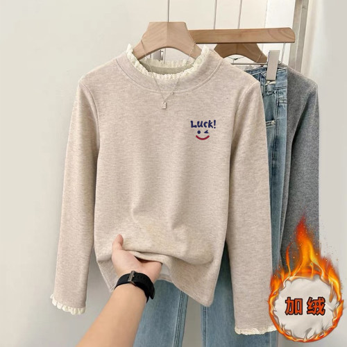 女童德绒打底衫半高领加绒加厚