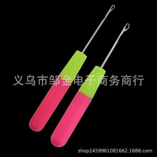 带舌钩针 直销新款 特细钩针 钩针五件套 木柄弯钩针 黑柄舌头钩针