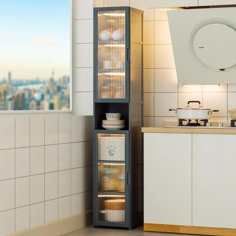 直销新款厨房用品收纳柜子储物柜落地多层置物架家用多功能碗柜夹