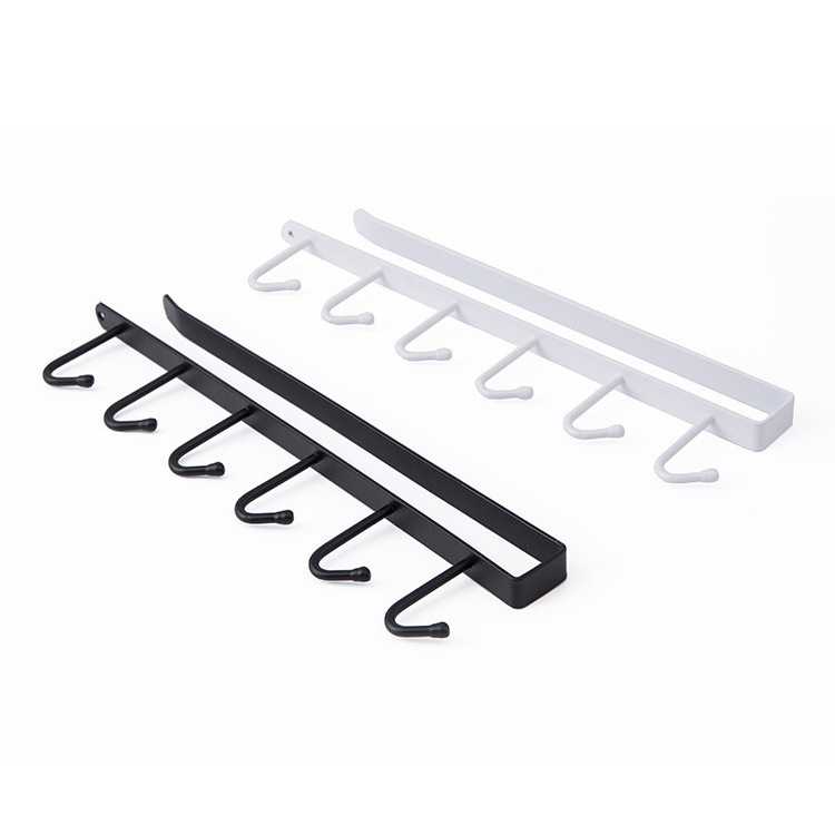 新款直销厨房铁艺免钉挂钩橱柜收纳挂架多用途钩衣柜6连钩整理架8