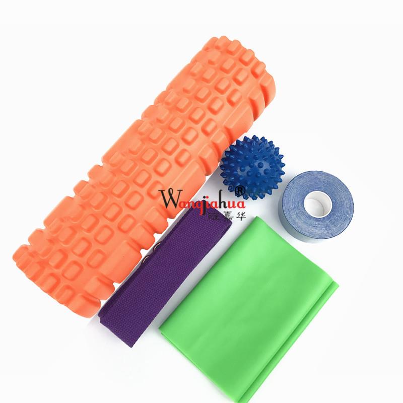 直销新款空心狼牙柱套装瑜伽柱健身五件套按摩棒空心泡沫轴健身套