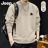 Jeep吉普圆领卫衣男2026新款 加绒加厚衣服高级男生秋冬装 潮流上衣