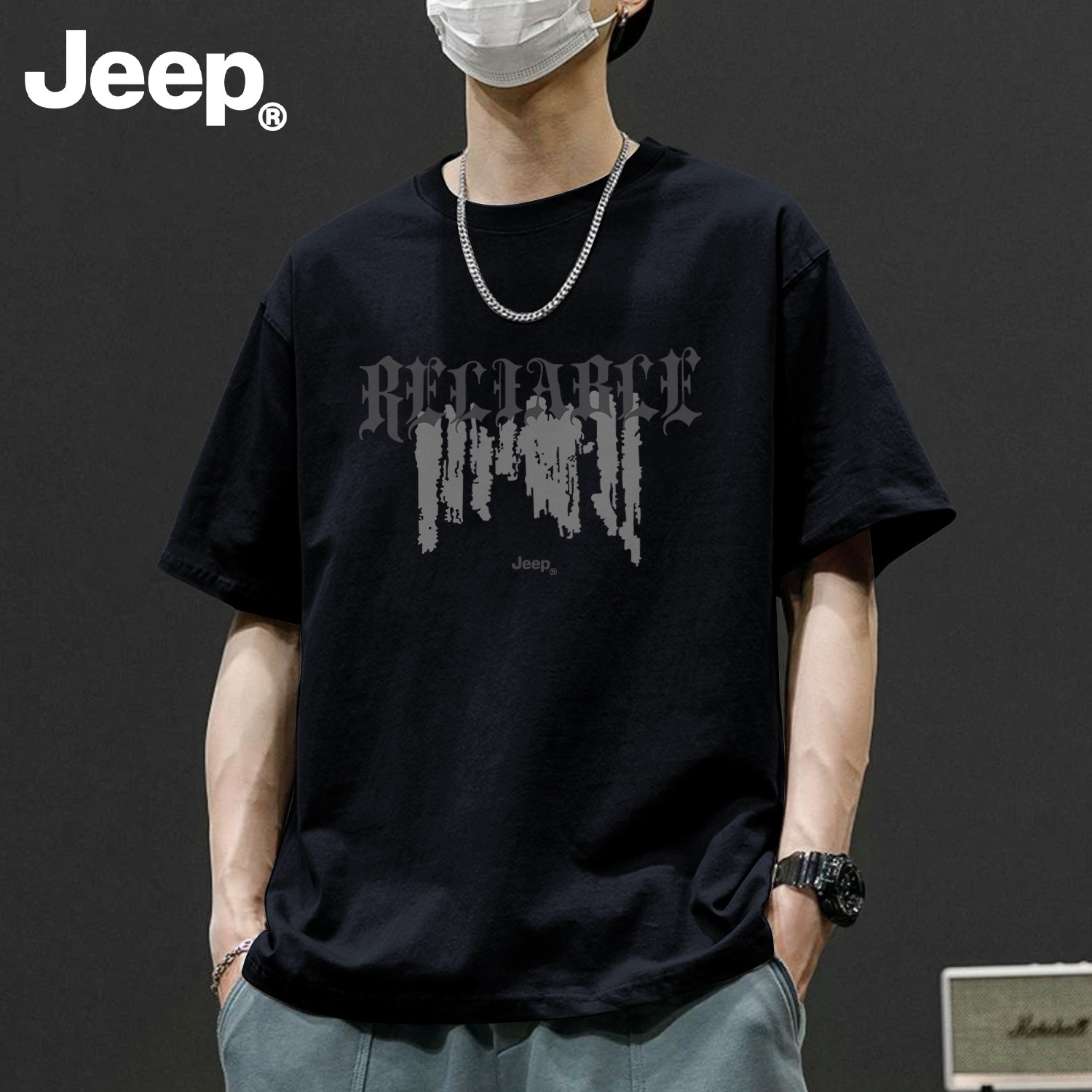 Jeep吉普美式纯棉短袖T恤男