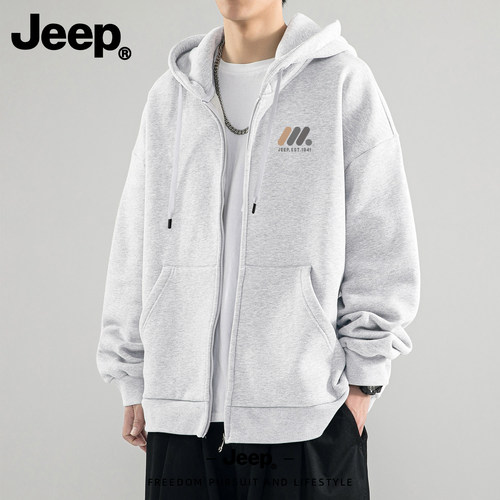 Jeep吉普美式重磅连帽开衫卫衣