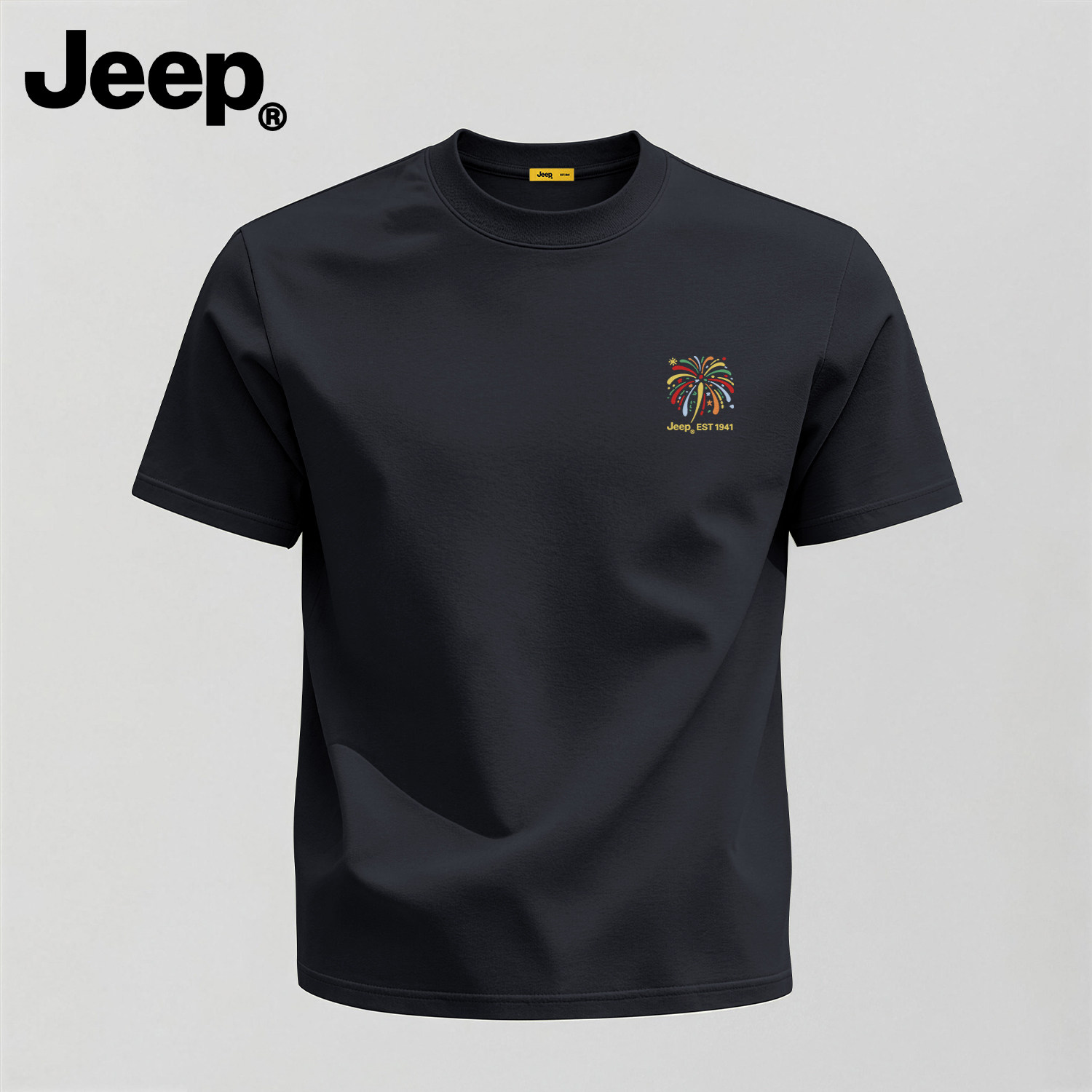 Jeep吉普纯棉宽松短袖T恤男
