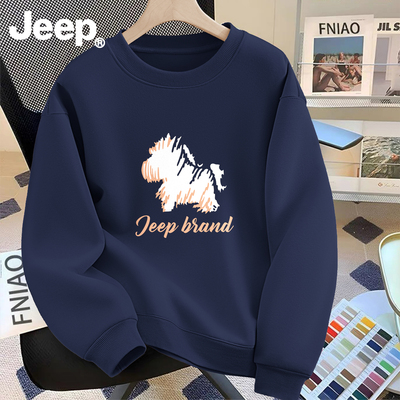 jeep吉普圆领卫衣男女士春秋新款男生衣服青少年高级潮流美式上衣