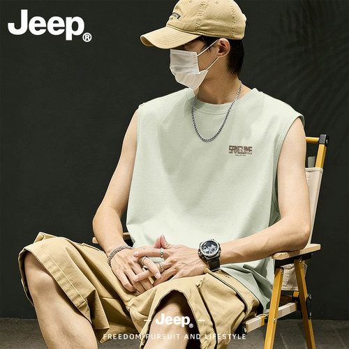 Jeep吉普纯棉男士健身打底背心