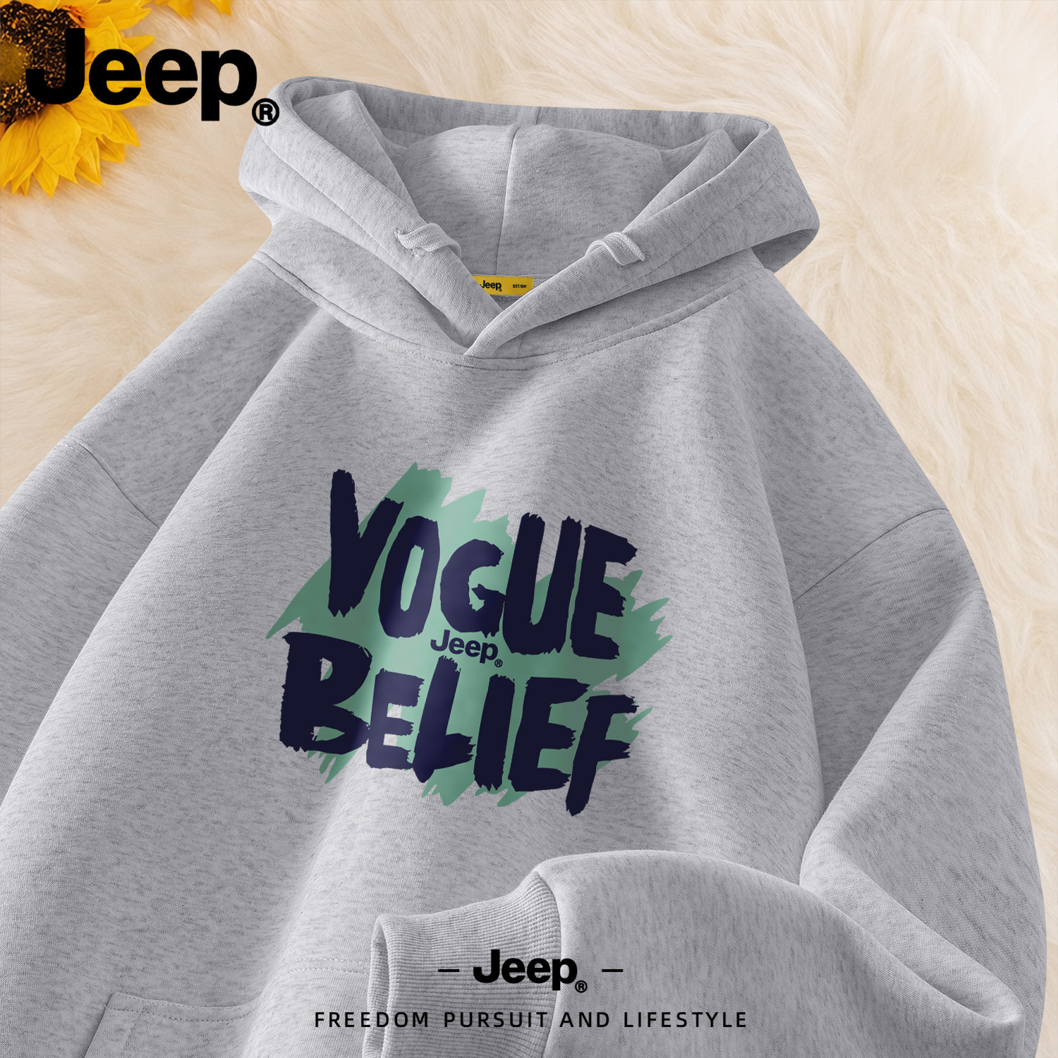 Jeep吉普美式宽松连帽卫衣新款图片