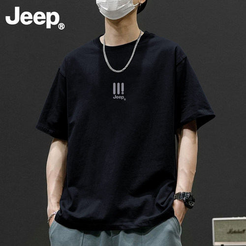 Jeep纯棉青少年短袖男士t恤2026夏新款衣服潮流休闲美式宽松男装