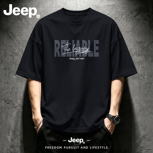 Jeep吉普纯棉短袖男T恤户外