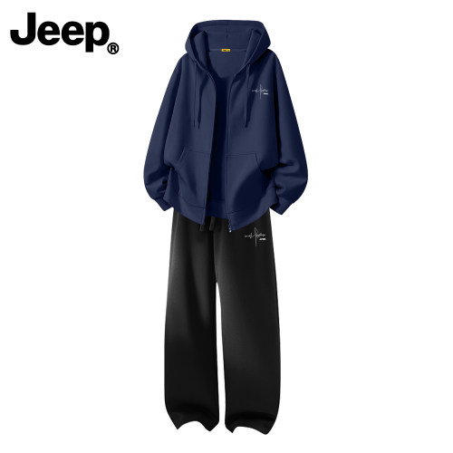 Jeep连帽拉链卫衣套装秋季男