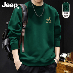 Jeep吉普卫衣男马年本命年2026新款圆领上衣男装长袖宽松品牌高端